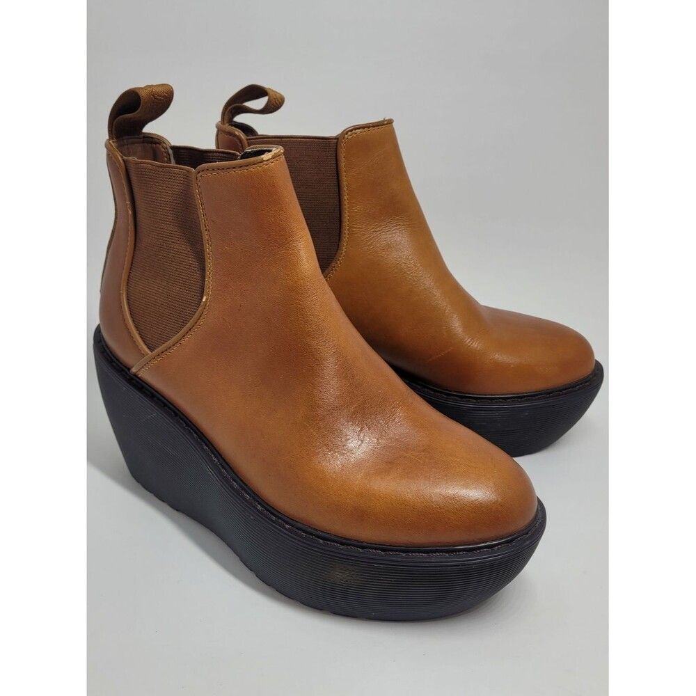 RARE Dr. Martens Aerial Chelsea Wedge Boots – British Tan Leather